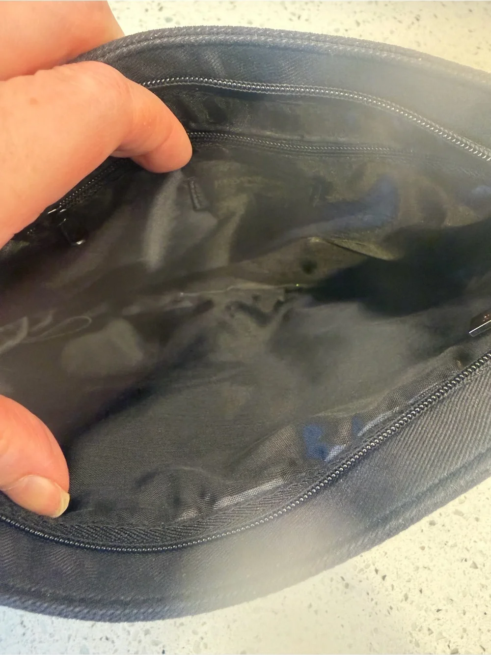Yves Saint Laurent Black “Parfums” bag with Gold Logo Zipper